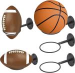 Black Metal Wall Mounted Sports Ball Holder For Space Saving Ball Storage And