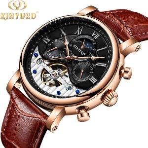 Quality KINYUED Custom Logo Original Luxury Brand Self Winding Automatic Mechanical Tourbillon Watch for Men wholesale