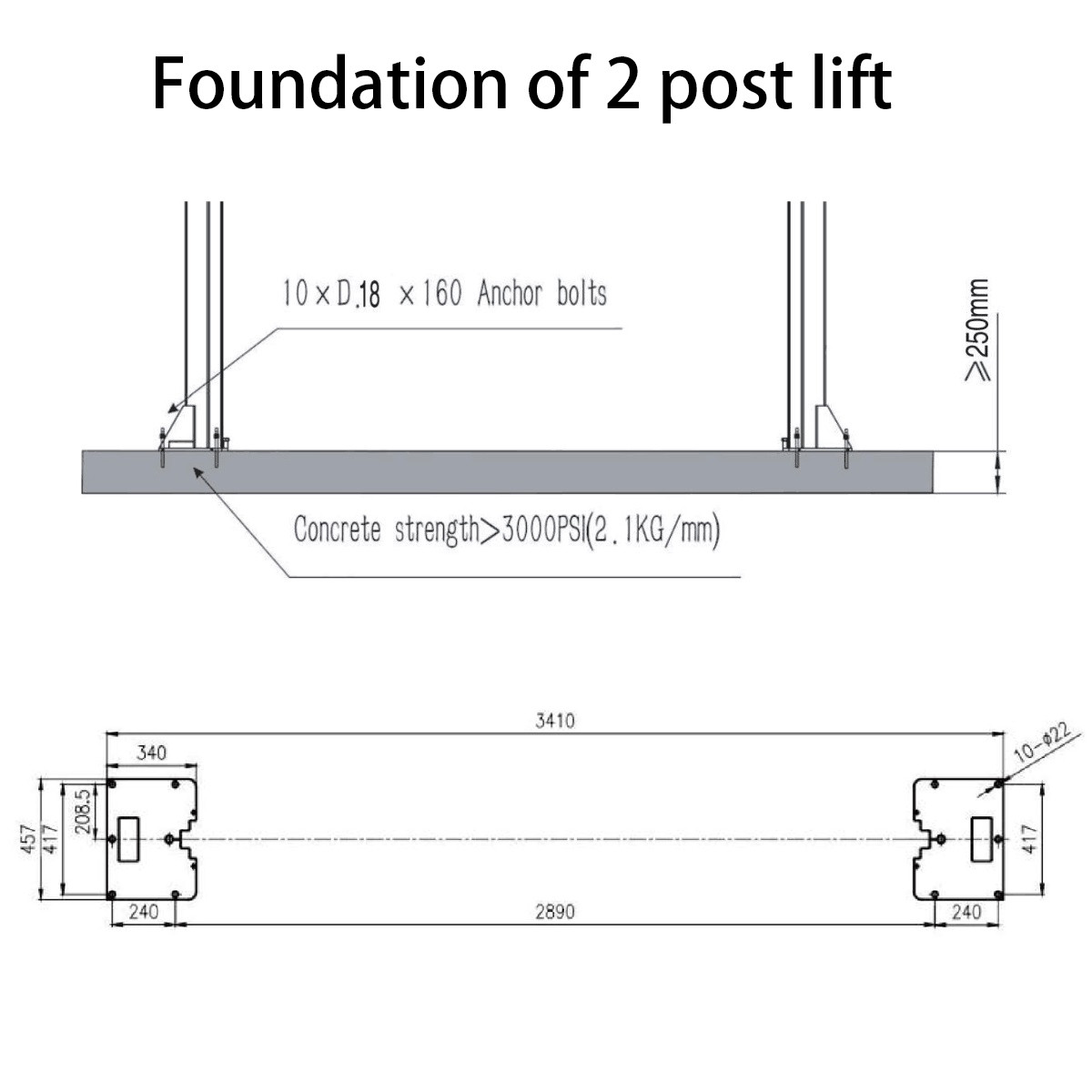 Hydraulic Double Cylinder 4T Two Post Car Lift For Workshop