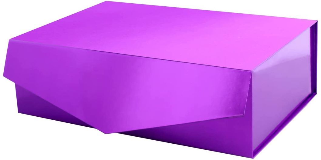 Large Gift Box with Lid, Easy Folding Cardboard Box Glossy Storage Box with Magnetic Closure for Garments/Shoes Packaging
