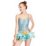 Emerald Latin Dance Costumes Sequin Floral Spandex Dance Dress For Stage