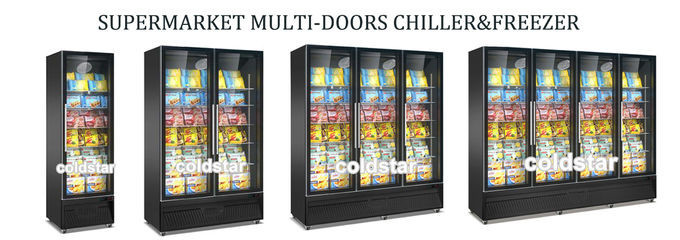 450L Energy Saving Commercial Glass Door Freezer Showcase Upright Cooler