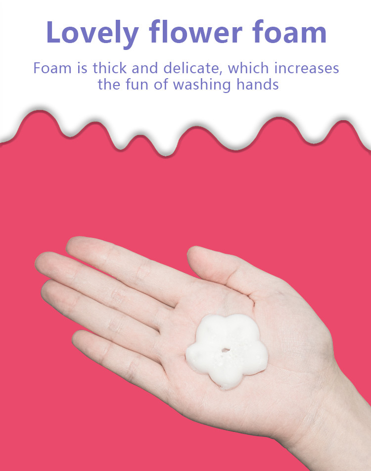 Flower Shape Foam Pump Bottle PP / PE / Soft Touch Children Hand Sanitizer 300ml