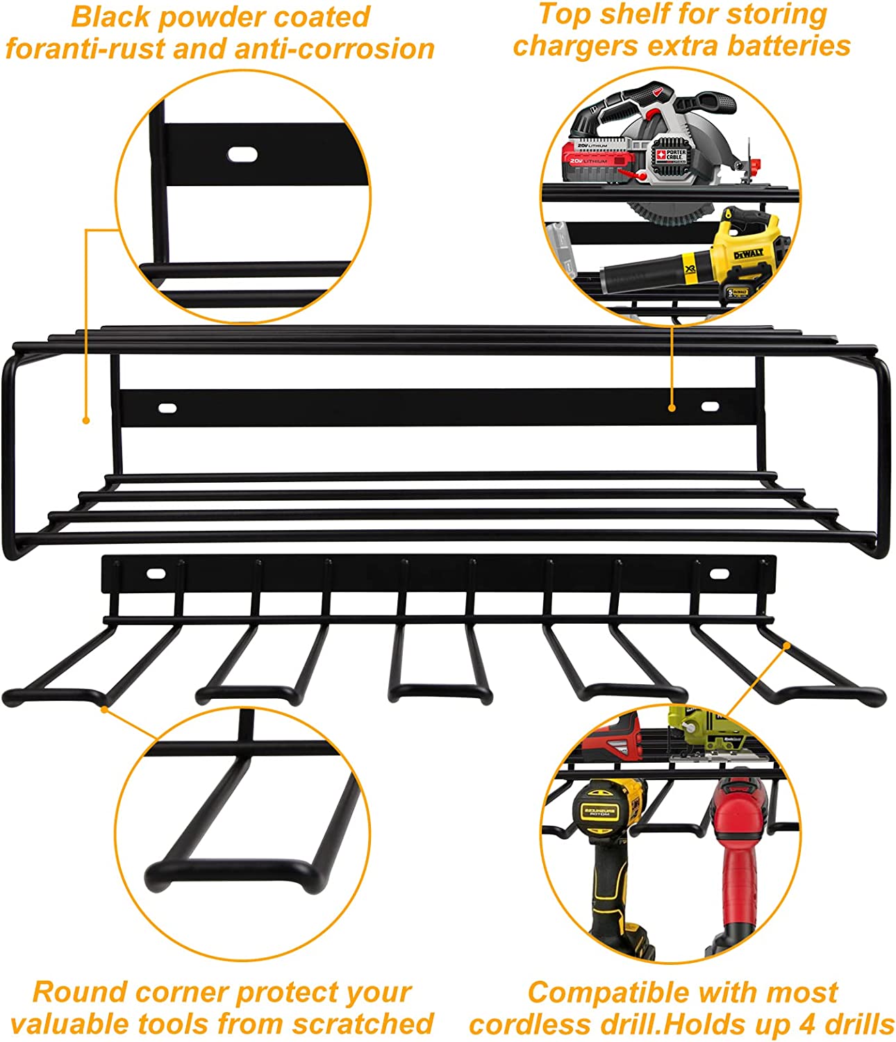 Standard 3-Layer Wall Mounted Power Tool Organizer 43*19*10cm Tool Storage Holder