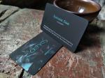 Blue Foil Stamped Soft Touch Coating Business Cards Square Rounded Edges