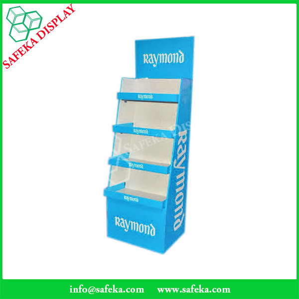 Four Tiers Custom Supermarket equipment POS Paper Material floor display stand printed cardboard tray