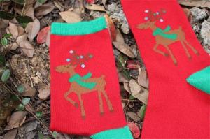 Quality Vivid cute cartoon christmas deer patterned design supersoft cotton AZO-free dress socks wholesale