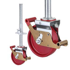 Quality 8 Inch Nylon Scaffolding Caster Wheels Solid Long Steel Stem Adjustable Height Scaffold Wheels wholesale