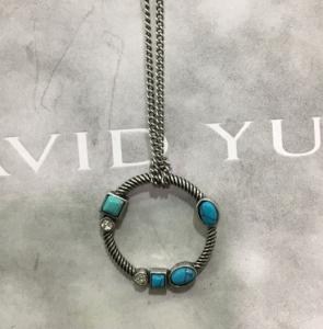 Quality (N-99) Fashion Rhodium Plated Turquoise Charm Pendant Necklace for Women wholesale