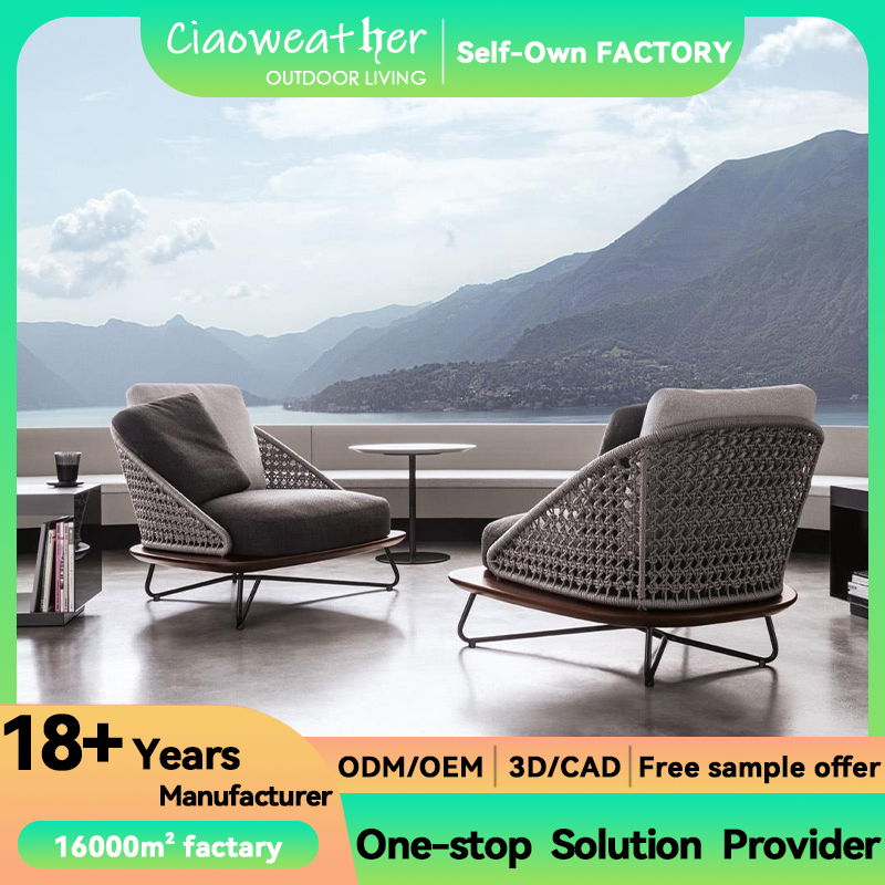 Specific Garden Sofa Modern Garden Furniture Patio Sofa Set Aluminum Alloy Solid Wood Dining Chair Rope