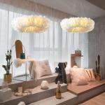 Feather Chandelier Lighting For Kids room lamp Bedroom staircase Restaurant ring