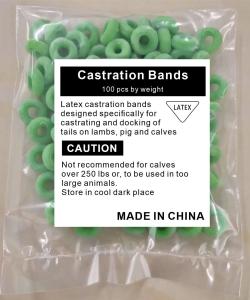 Quality Latex Castration Rings Bands For Goat And Other Animal 100pcs Per Bag Green Rings wholesale