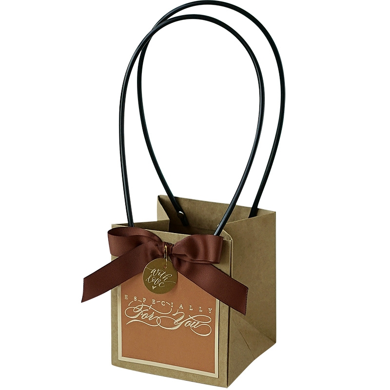 Custom Logo Print Wholesale Grocery White Brown Kraft Paper Gift Bag Cute Craft Paper Bag With Handle
