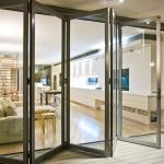 Aluminum Frame Commercial Aluminium Doors Tempered Glass Double Folding Durable