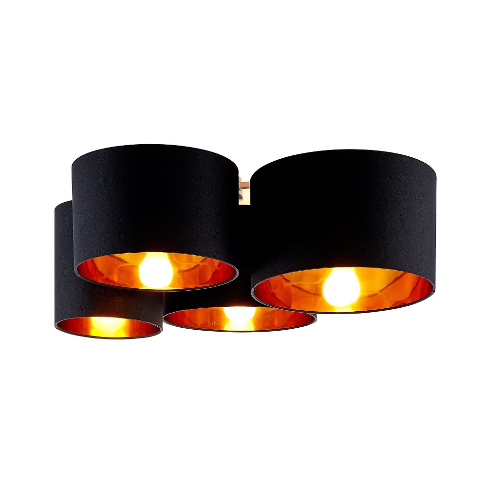 E14 Drum Ceiling Lamp Shade Quartette Or Pentad Gold Inner