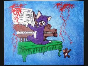 Quality Lovely Cartoon Wall Art Decorative Paint Handmade Oil Painting for Apartment ETH121 wholesale