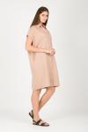 Summer women's fashion oversized cotton shirt dress in beige