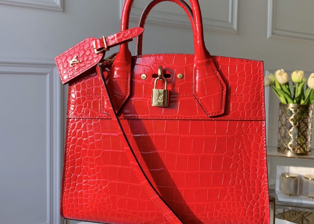 Luxury Cross Body 23cm Crocodile Skin Tote Bag Lock Decoration