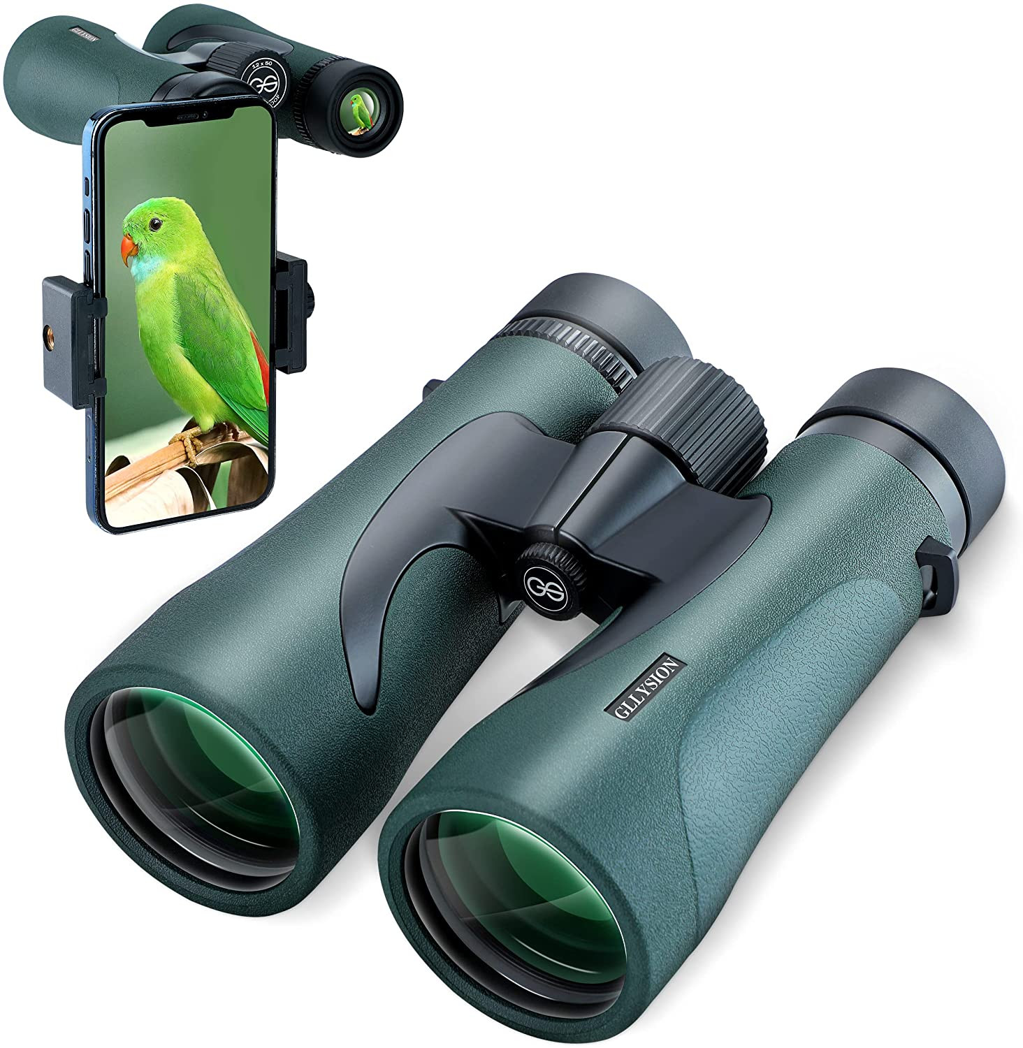 Adults 12X50 HD Binoculars With Phone Adapter High Power Binocular Telescope