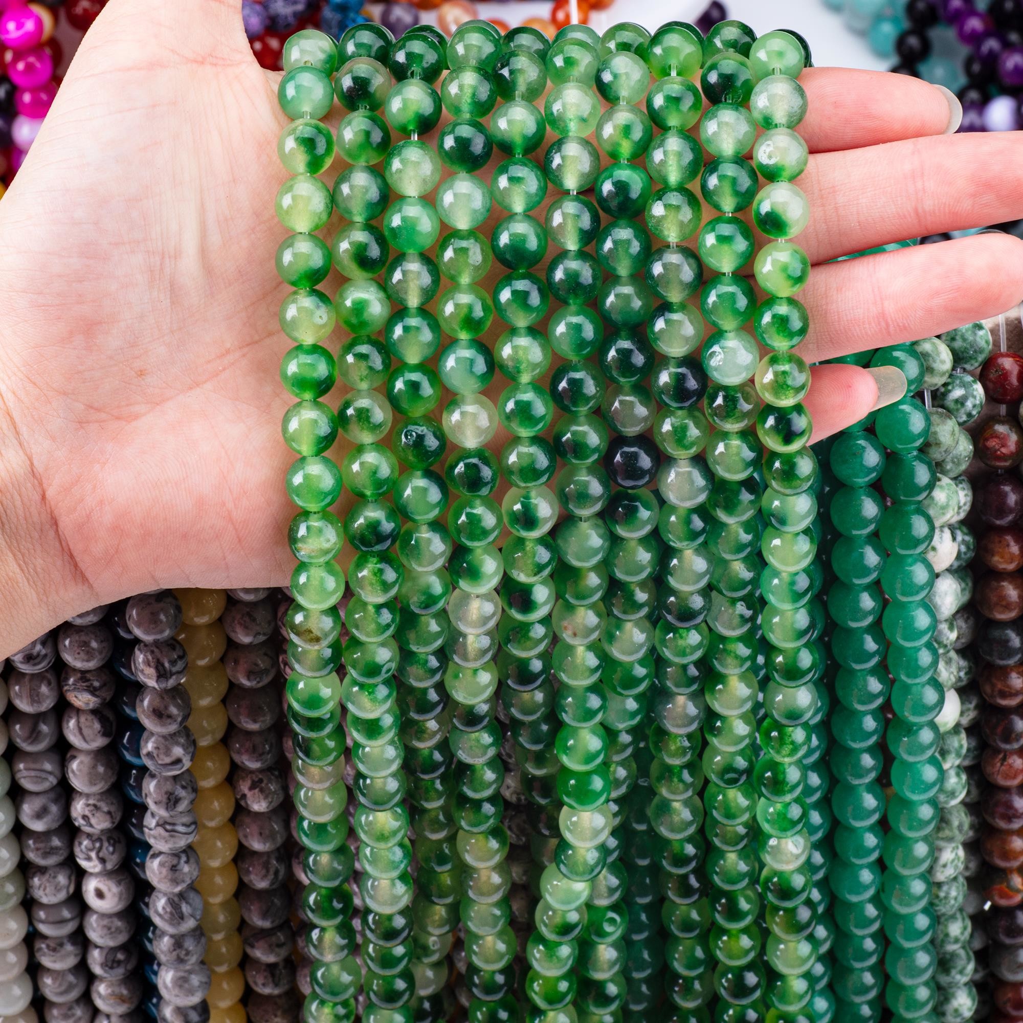 8mm Clear Moss Agate Gemstone Beads Healing Crystal Stone Beads For Jewelry Making
