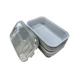 High Temperature Rectangular Airline Food Tray Gold Disposable Aluminium Foil