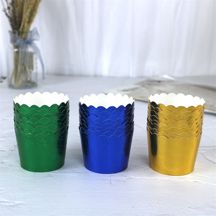 Food Grade Sustainable Aluminum Foil Cupcake Baking Cups , Sustainable Paper Muffin Liners