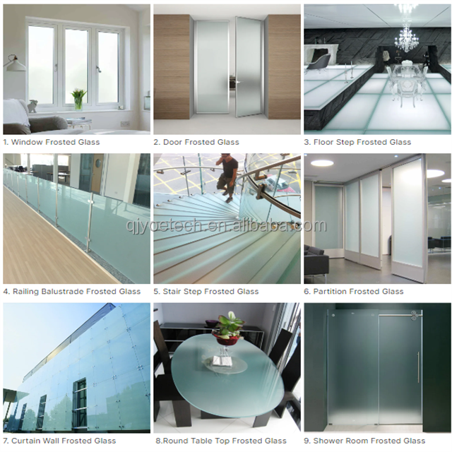 Qualified Float Glass 10mm Frost Acid Etched Tempered Glass for Shower Glass Door