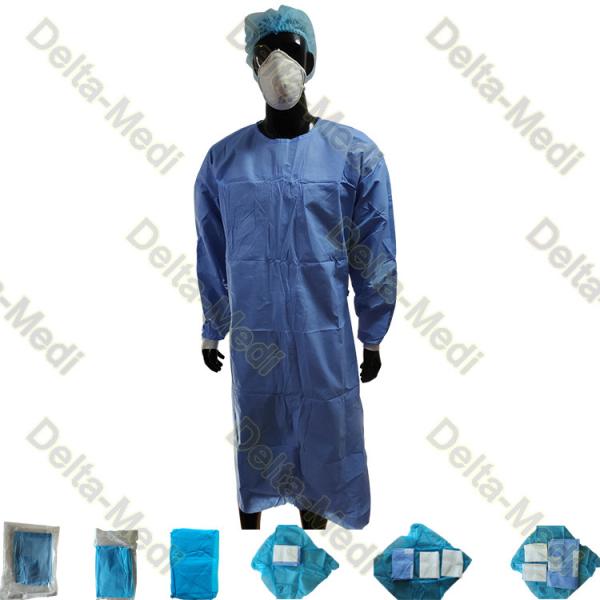 Cheap SMS 45g Hospital Sterile Nonwoven Surgical Gown Reinforced Disposable for sale