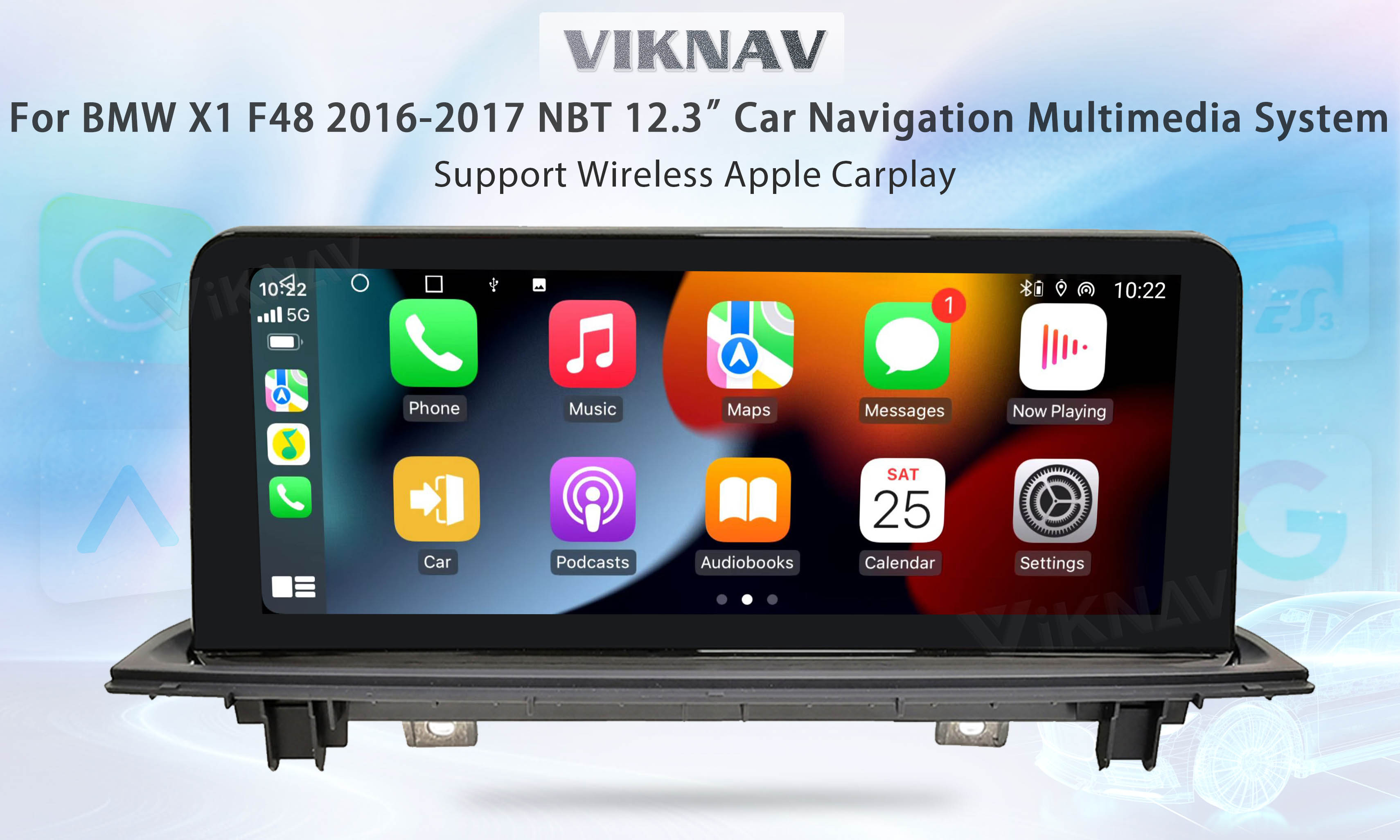 Viknav 12.3 inch Car Radio For BMW X1 F48 2016-17 NBT System Wireless Multimedia Player GPS Navigation Android Auto
