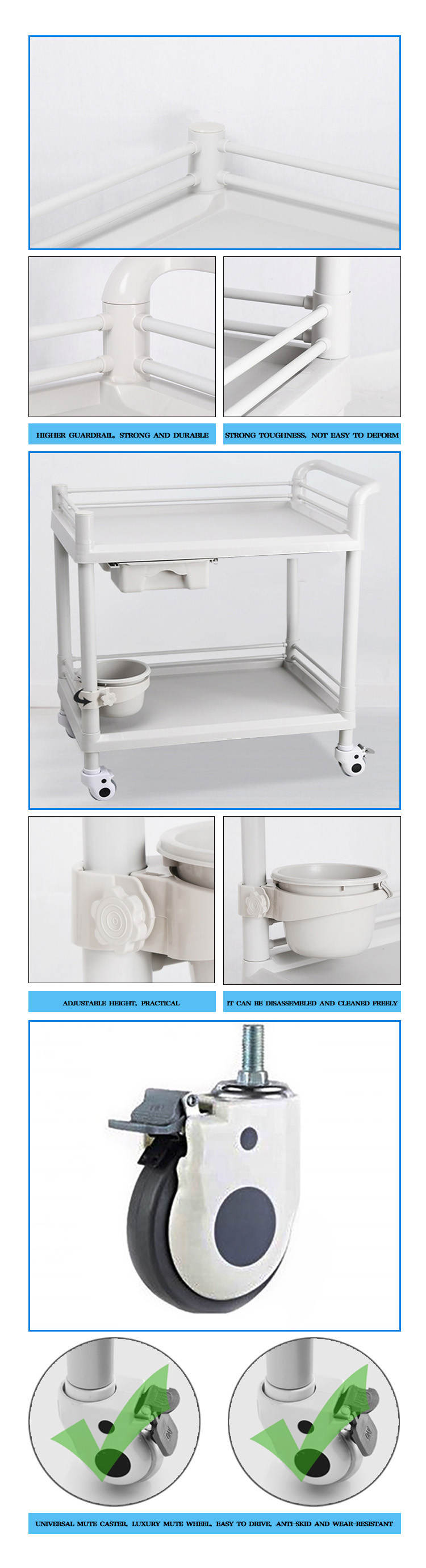 Emergency ABS Medical Instrument Trolley Medical Patient Monitor Nursing