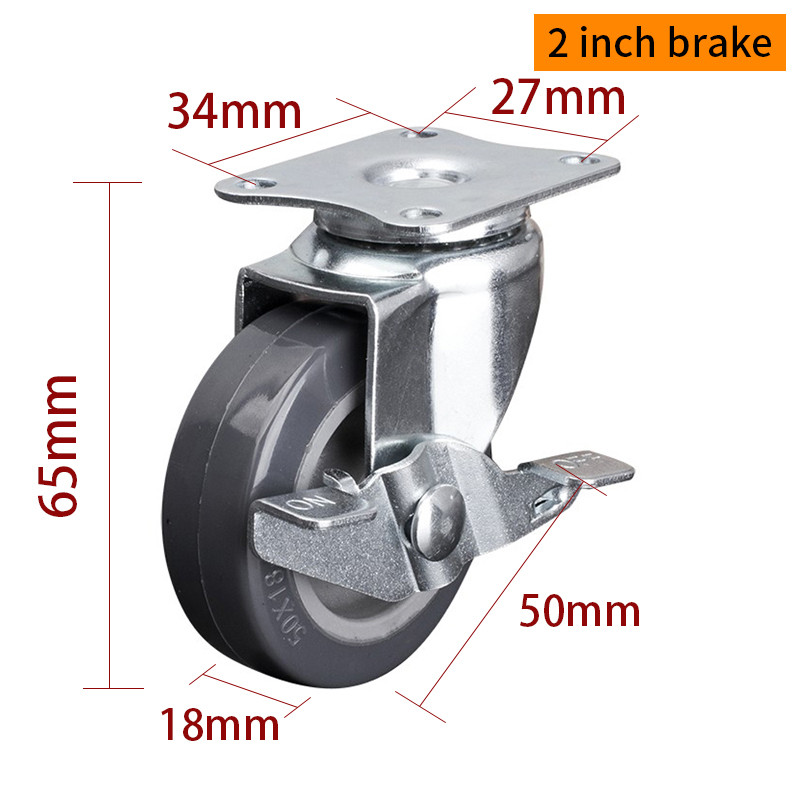 EDL Mini Duty Casters 2inch 30Kg Plate TPU by Rigid, Swivel and Brake type