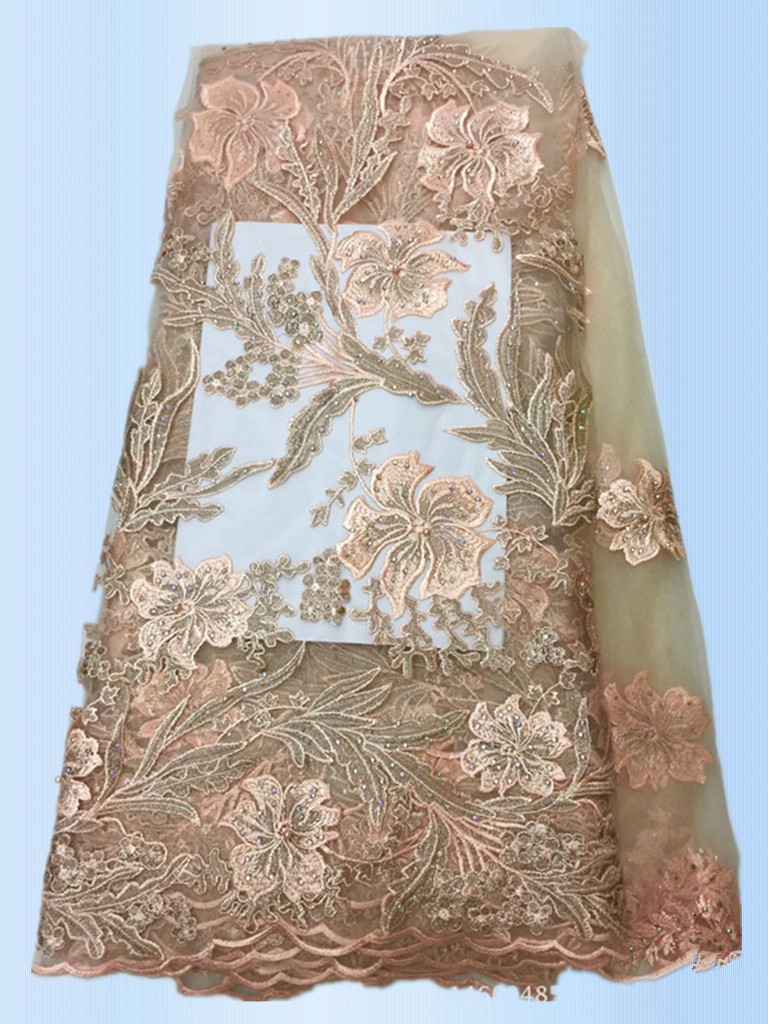 2017 High Quality Lace Tulle Styles 3D Embroidery Laces Fabric With Rhinestone with Different Color