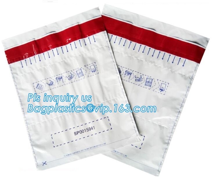 Opaque Tamper Evident Sealing Plastic Bank Money Steb Security Bag / Custom Self Adhesive Plastic Courier Bag, bagease