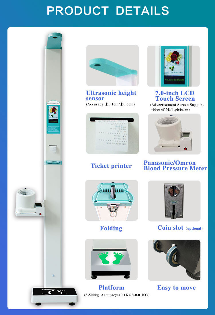 BMI Weighing Scale With Height Measurement Blood Pressure Testing AC110V