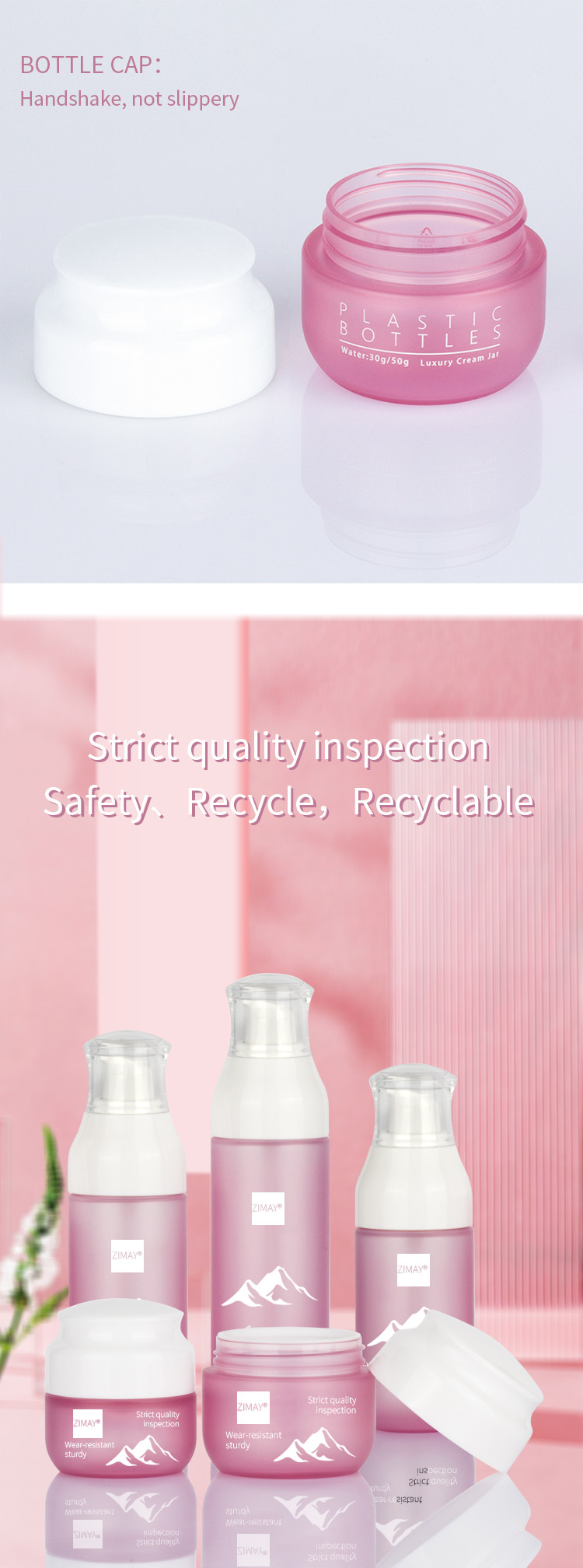 Luxury Pink Skincare Cosmetic Packaging sets Face Cream Lotion Bottles 138ml