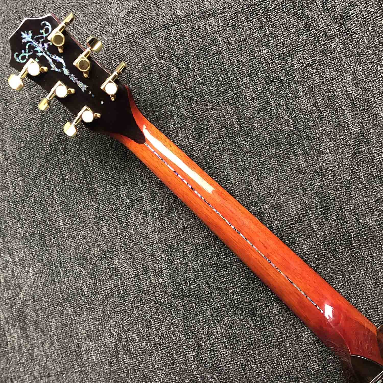 Custom 40 Inch All Solid KOA Wood Solid Rosewood Back Side Real Abalone Acoustic Guitar with BB Band Pickup