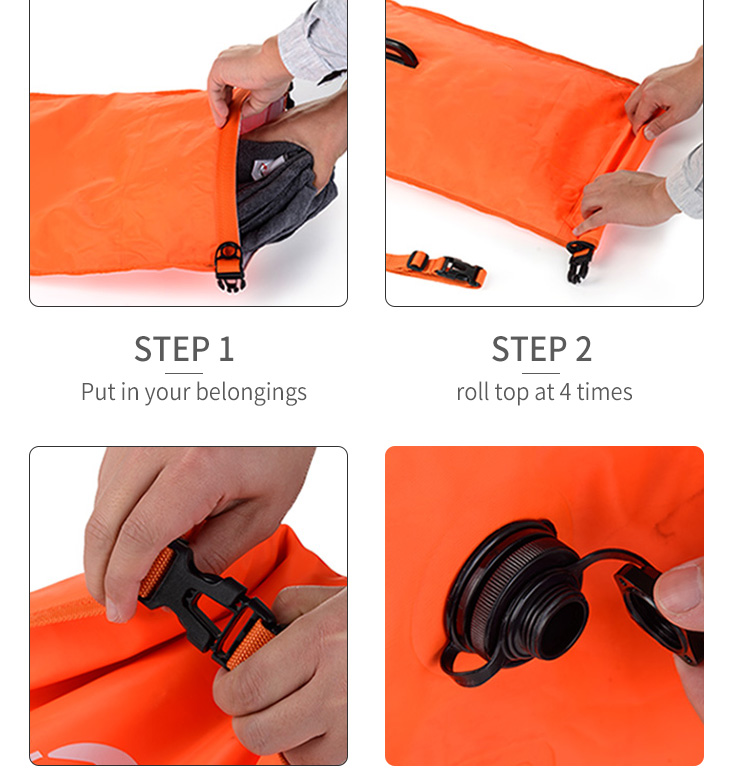 190T nylon PVC 0.35mm Swimming Buoy Bag Multi Function Waterproof