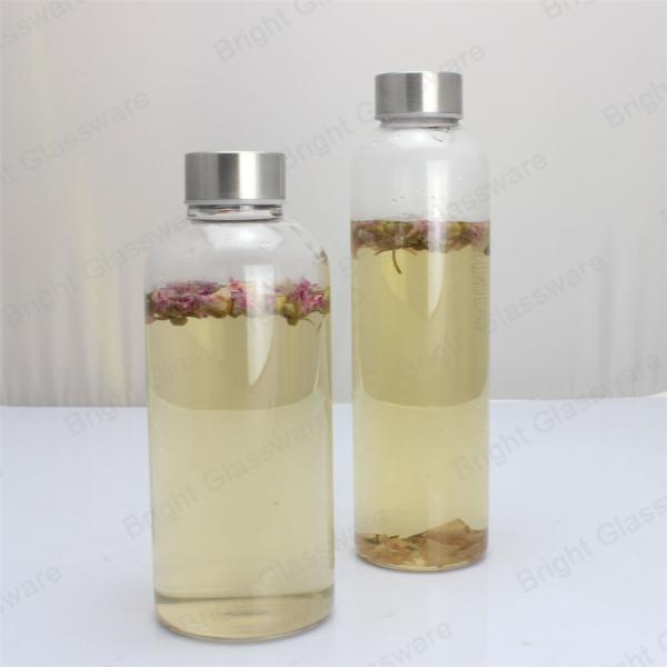 Hot sale 100ml-1000ml High borosilicate glass water bottle with lid