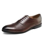 All Seasons Men Formal Dress Shoes Brown Embossed Patent Leather Mens Shoes
