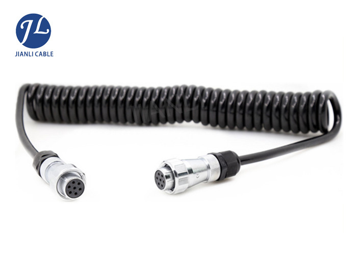 4 Meter Suzi Spiral Reversing Camera Extension Cable 4PIN Connectors , Black Molding Color