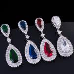 Fashion earring jewelry CZ crystal water drop gold plated tear drop bridal