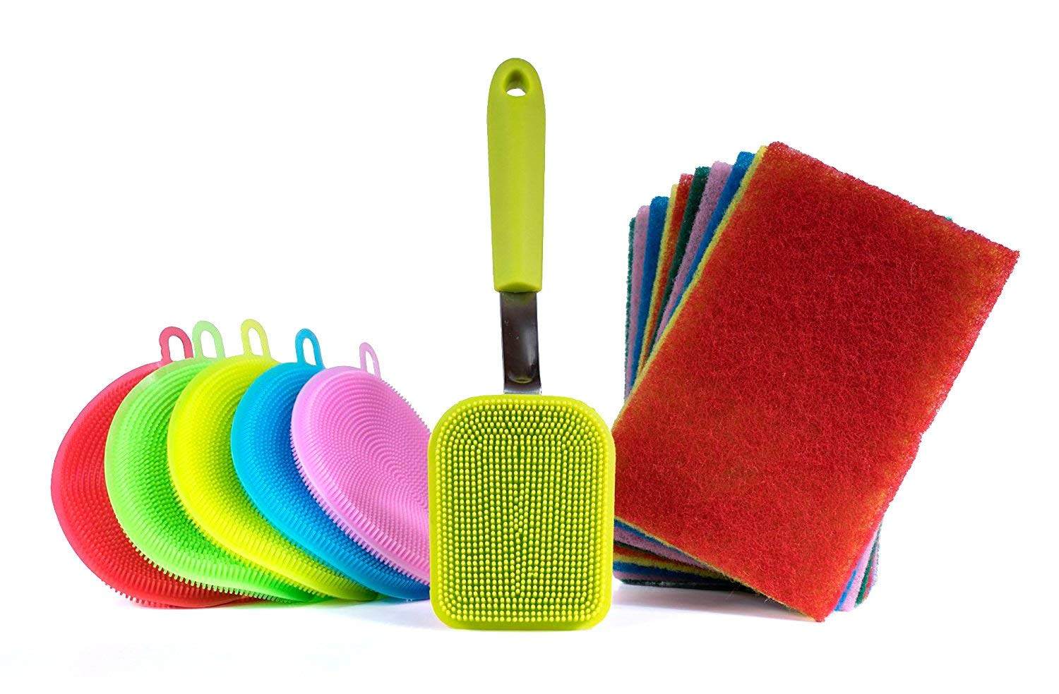 Multipurpose Dish Wash Scrubber , Long Life Span Dish Scrubber With Handle