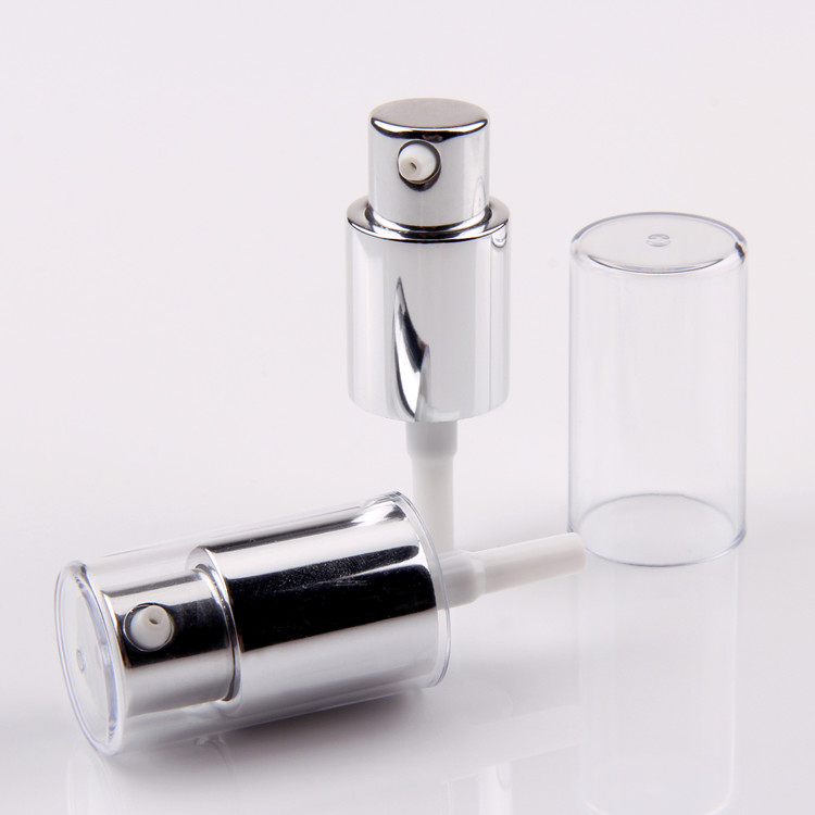 20/410 Cosmetic Cream Pump Aluminum Silver Lotion Pump With Full Cover