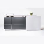 Modern Minimalist Wood Reception Desk With Dark Front Panels Office Hotel