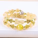 8MM Bead Yellow Citrine Crystal Bracelet With Dog Carving