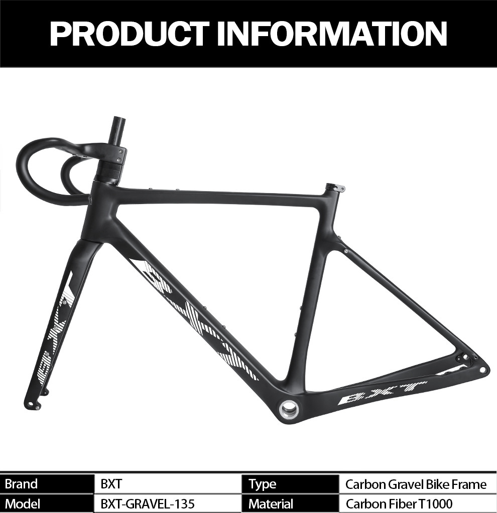 Carbon Fiber Frame 700C Hidden Cable Gravel Racing Bike Frame Black Matte