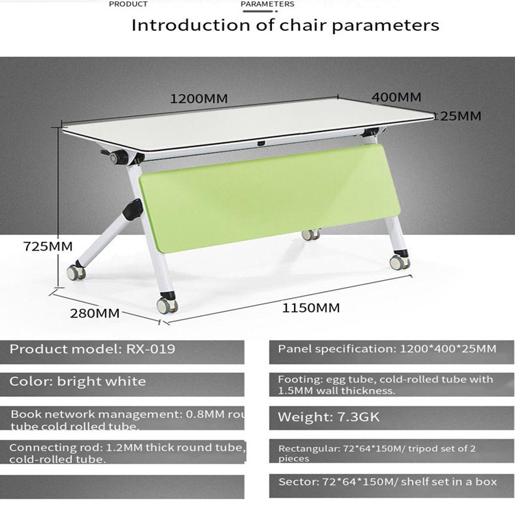Foldable Conference Room Table Stand Workstation Desk with E1 MDF/MFC Melamine Board
