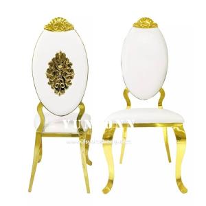 Quality Luxury Hotel Restaurant Metal Chair Crown Design Golden Stainless Steel Royal Wedding Chair wholesale