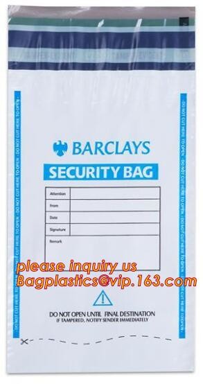 Opaque Tamper Evident Sealing Plastic Bank Money Steb Security Bag / Custom Self Adhesive Plastic Courier Bag, bagease