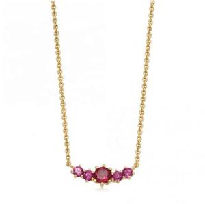 Quality Gold Plated 925 Sterling Silver Ruby Gemstone Necklace With Cable Chain wholesale